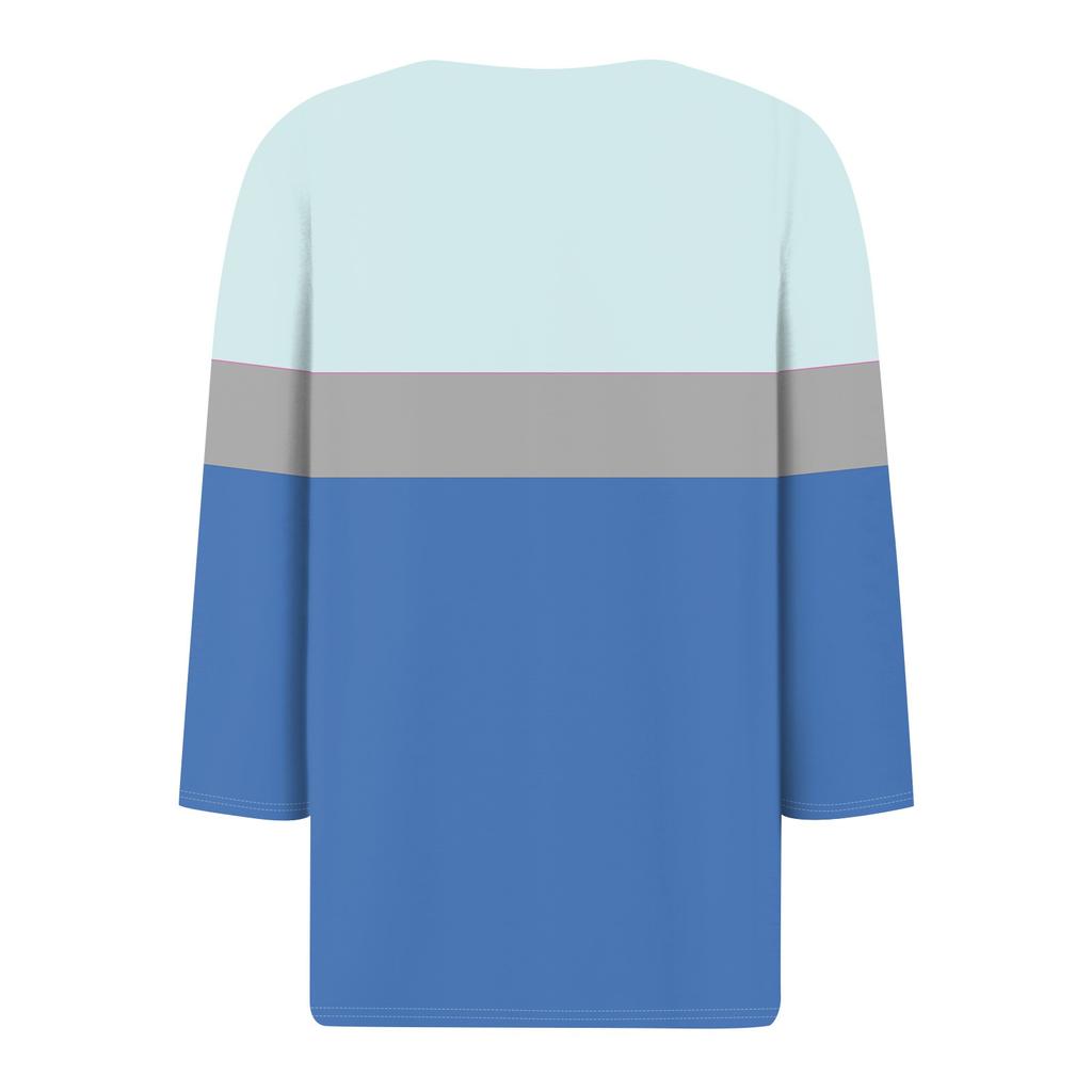 Жен. Футболка Футболка С принтом Пуговицы Рукав 3/4 Повседневные Выходные Мода Классический V-образный вырез Обычный Топ