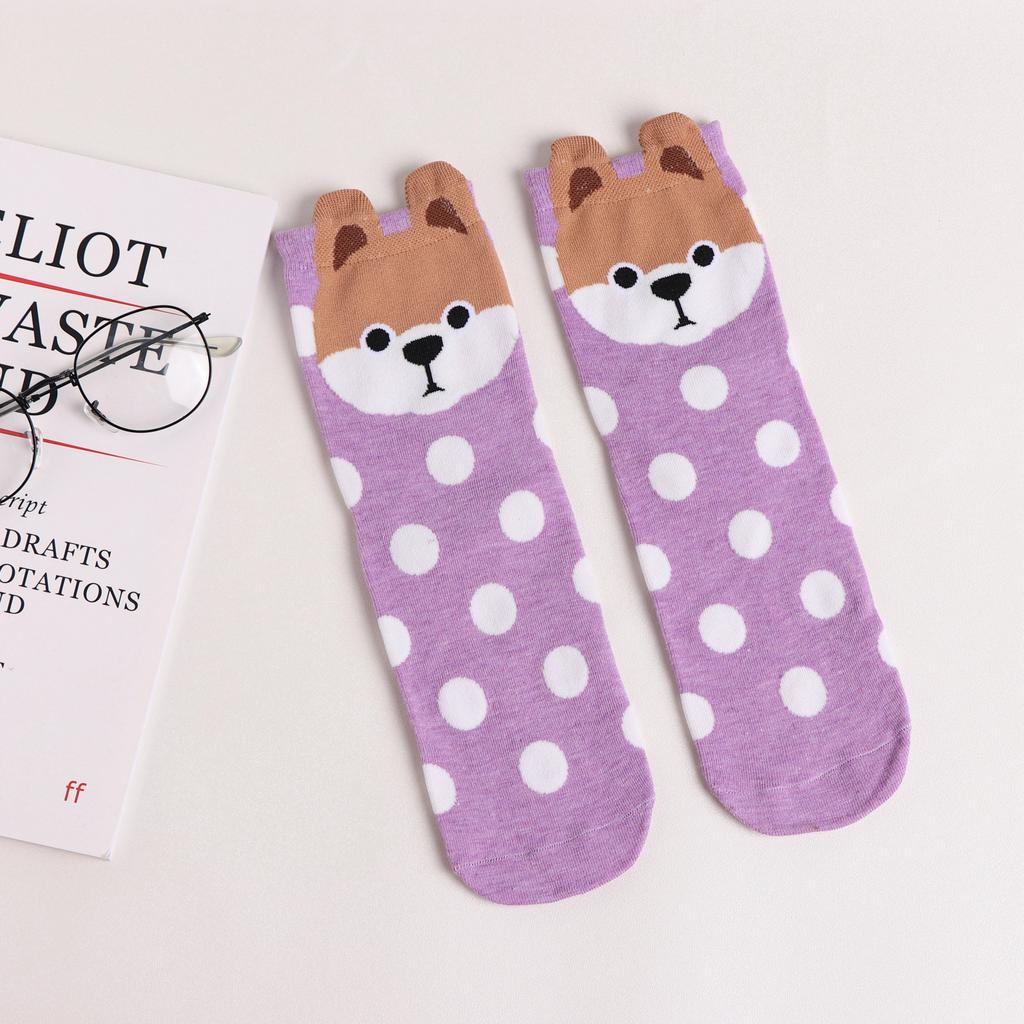 Женские носки Животное Мультяшный Пес Лолита Каваи Милые Носки Колледж Стиль Школьники Дышащий Хлопок Средние Носки Подарки