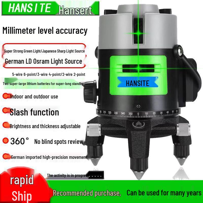 High-Precision Infrared Laser Level: 2 & 5-Line, Automatic, Indoor/Outdoor, Green & Blue Light