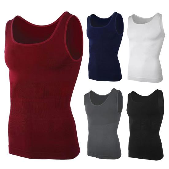 Мужской жилет для фитнеса с U-образным вырезом, без рукавов, корсет для утяжки живота, однотонный, с поддержкой спины, компрессионные топы для тяжелой атлетики