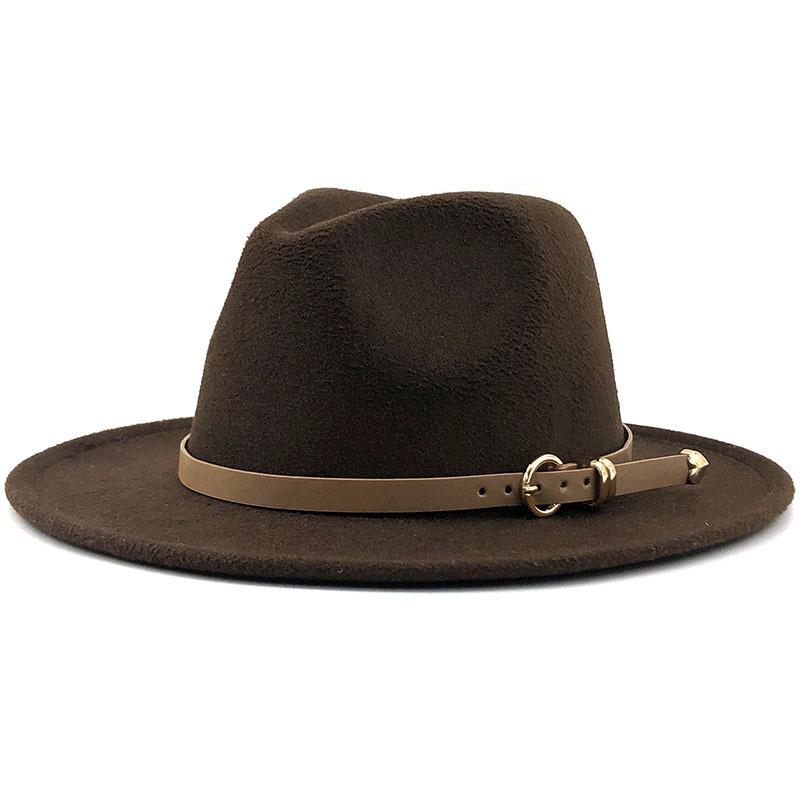 New Men Women Flat Brim Panama Style Wool Felt Jazz Fedora Hat Cap Gentleman Europe Formal Hat White Floppy Trilby Party Hat
