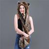 Warm Scarf Gloves Hat Set Fluffy Plush Plush Hooded Windproof Animal Hat  Children