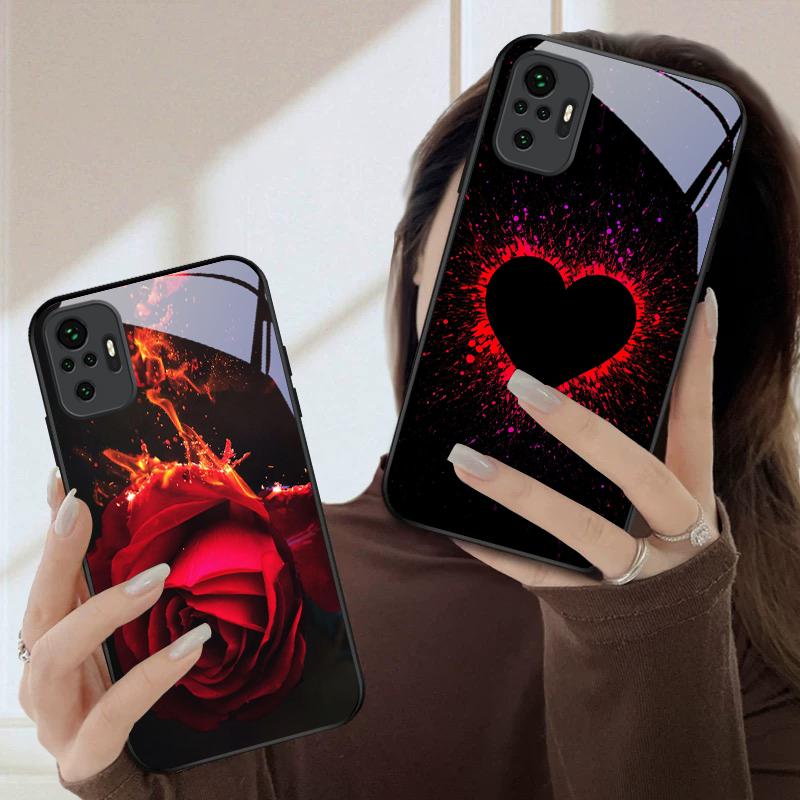 Яркая Пламенная Роза Для Redmi Note 8 9 9S 12S 10 Pro 11 12 13 Pro+ 14 Pro K60 Ultra 13C 14C A3 12 13 Черный Стеклянный Чехол для Телефона