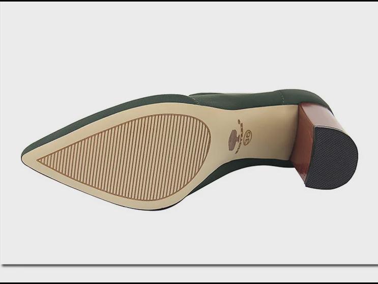 Европейская и американская мода Wood Grain Толстый каблук остроносый лайкра Сексуальные тонкие короткие сапоги