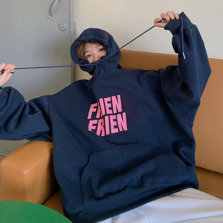 Oversized Korean Retro Hoodies Women Vintage Casual Hooded Sweatshirts Thicken Warm Velvet Top Harajuku Pullover Autumn