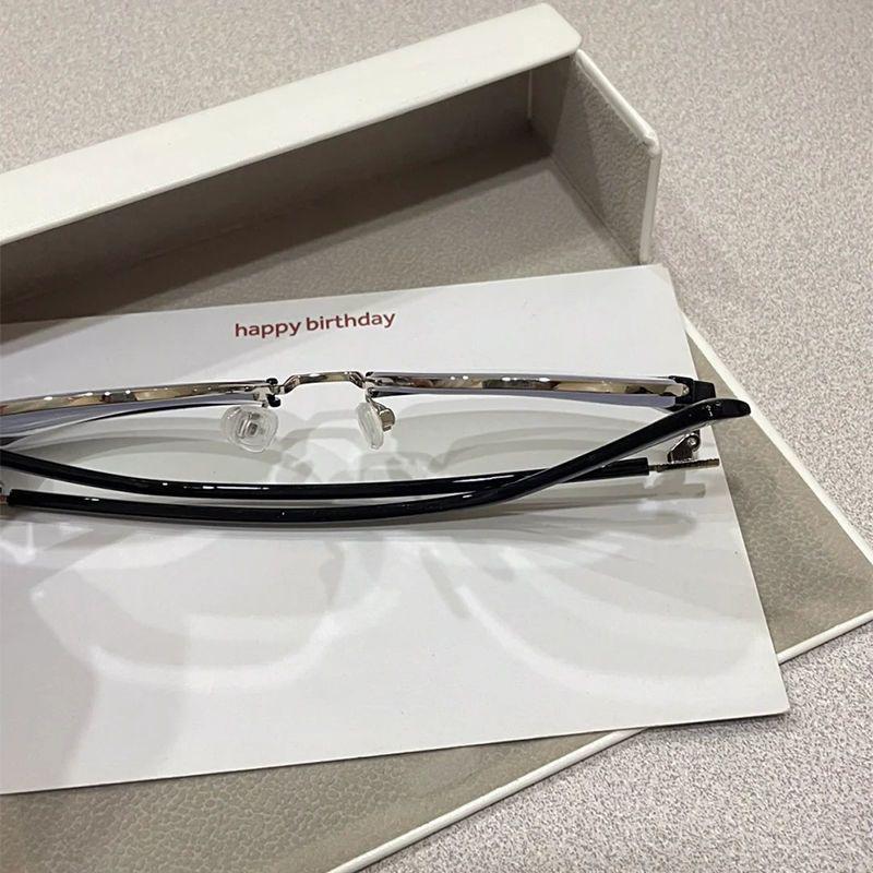 Simplicity Anti-radiation Personality Очки Anti-blue Metal Half-Frame Flat Mirror Men Близорукость