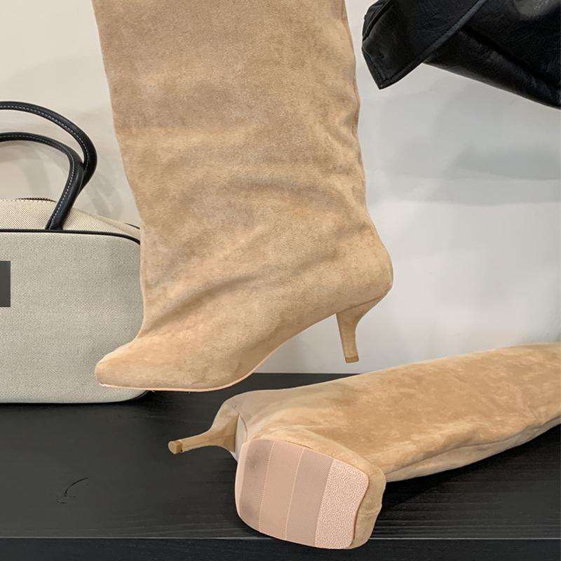 Модная обувь Eilyken Большой размер 44 Уличный панк стиль Круглый носок Женские ботфорты Сексуальная обувь на тонком каблуке Зимние женские современные длинные ботильоны