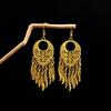 Богемные серьги с кисточками в виде листьев: Этнический дизайн с павлином и золотыми колокольчиками