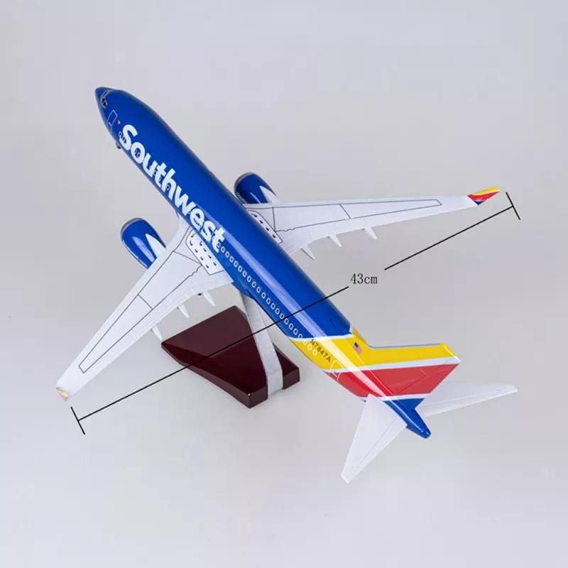 Большая модель самолета Southwest Airlines Boeing 737 Модели самолетов 1:Литые самолеты масштаба 85 со светодиодной подсветкой для домашнего декора Коллекцио