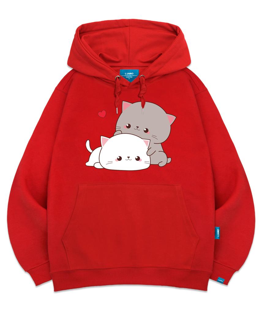 Толстовка с подкладкой из флиса, H Cutie, для пары, с рисунком кота, унисекс, большого размера M~4XL (Тип B)