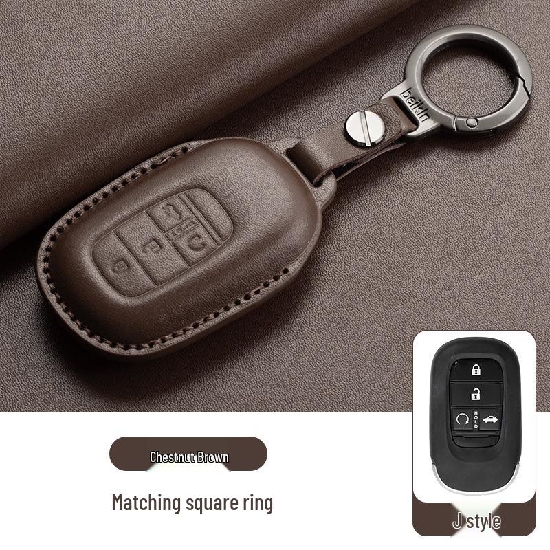 Stylish Key Cover for Eleventh Gen Civic, New CR-V, Accord, XR-V, Crown, HR-V, Xingge, and Haoying - Brown