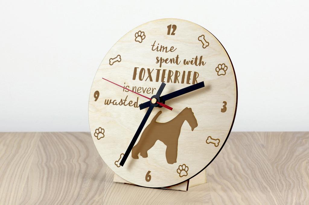 Fox Terrier Wire - clock with dog, wooden clock with engraving, personalised clock by Art-Dog
