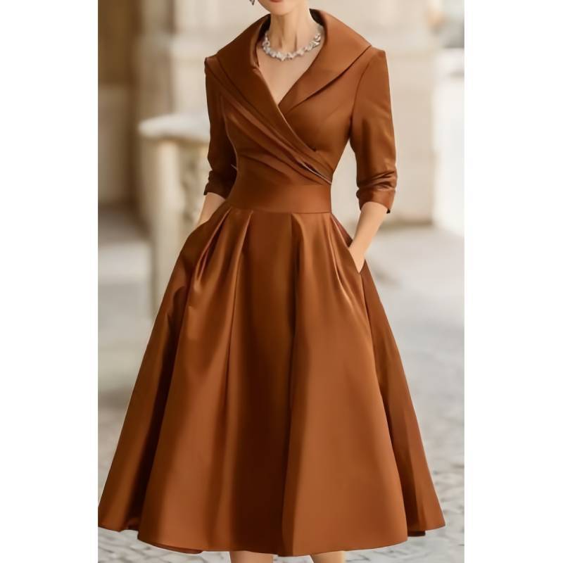 Elegant Satin Long Sleeve Dress With High Waist For Business And Street Style Women