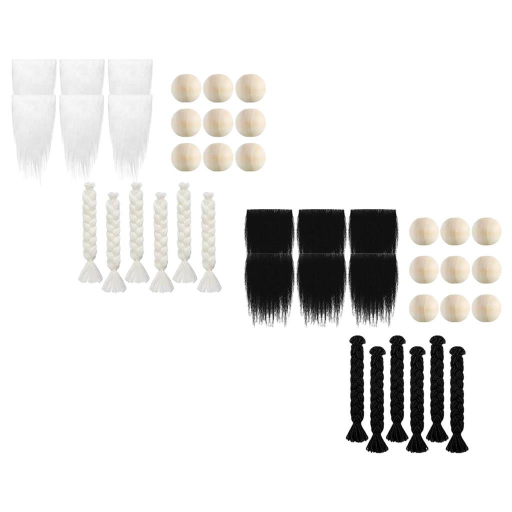 Ткань с искусственным мехом Борода гнома 3 пары Косички Костюм Материалы для поделок Куклы Нос гнома Игрушка Сделай сам Деревянные шарики для Рождественской вечеринки