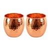 Copper Glass Tumbler, Hammer Design, Drinkware, 590 ML Each, Set of 2
