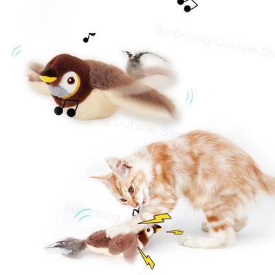 Интерактивные игрушки для кошек, щебечущие электрические хлопающие птички с кошачьей мятой, собаки, кошки, активируемые прикосновением, пищащие плюшевые игрушки для домашних животных, перезаряжаемые через USB