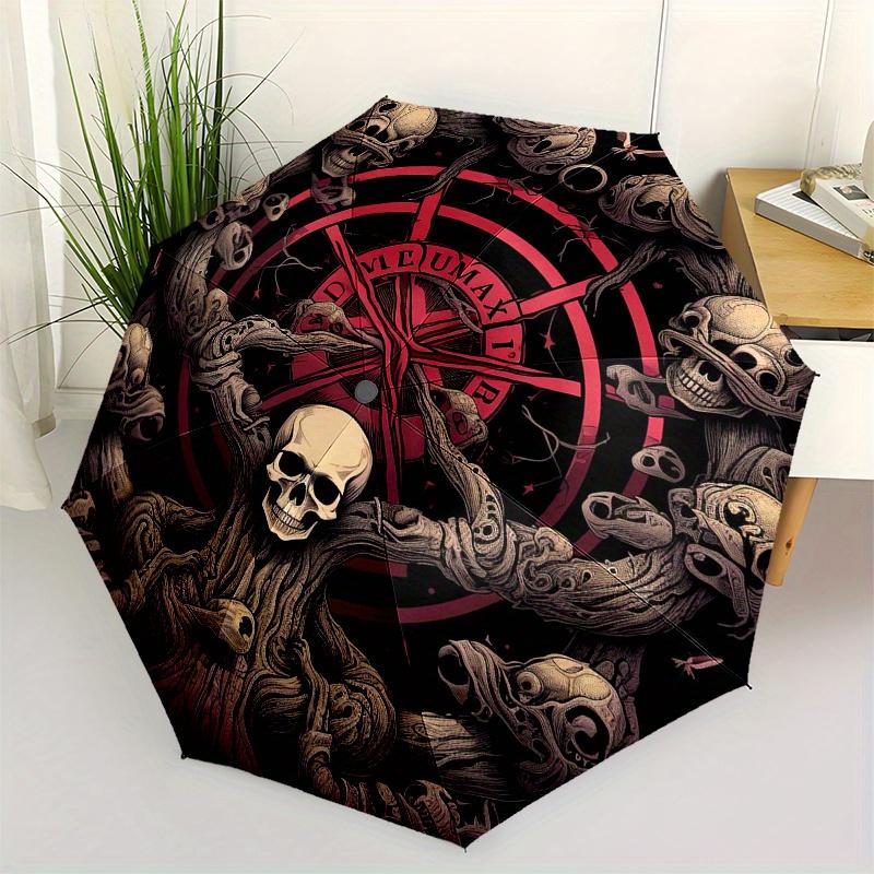 Dark Mystic Tree of Life Skull Pentagram Wall Art Print Umbrella, Christmas Gift Y94