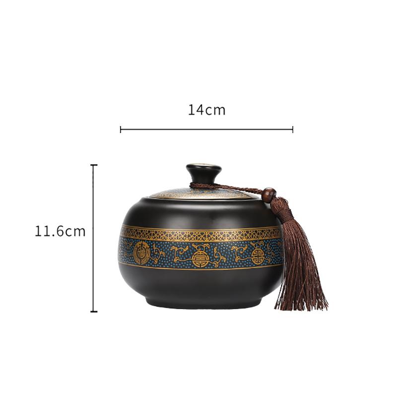 Classical Ceramic Tea Pot with Lid Sealed Pot Household Candy Snack Nut Coffee Bean Storage Tank Moisture-proof Food Container