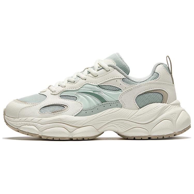 Anta Little Millennium Comfortable Versatile Wear-Resistant Shock Absorption Low-Top Casual Shoes Women Sneaker White Green 122518812-6