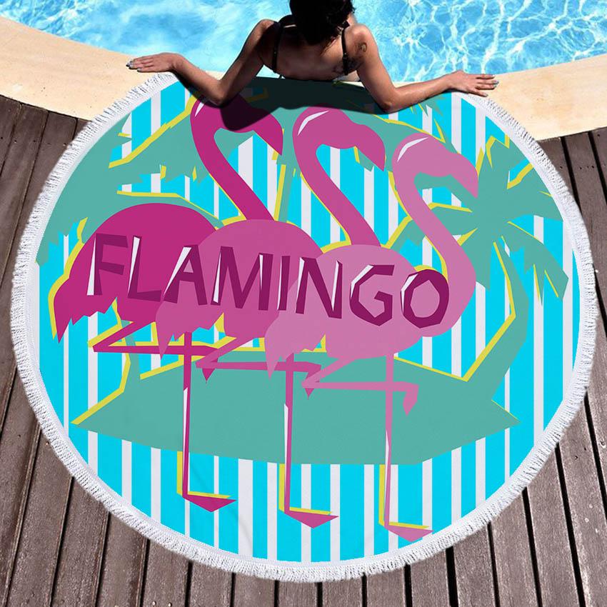 Пляжное полотенце с изображением арбуза и фламинго, круглое настенное гобеленовое полотенце для ванной, спортивное полотенце, ковер, одеяло, накидка на бикини с завязкой, сумка-рюкзак