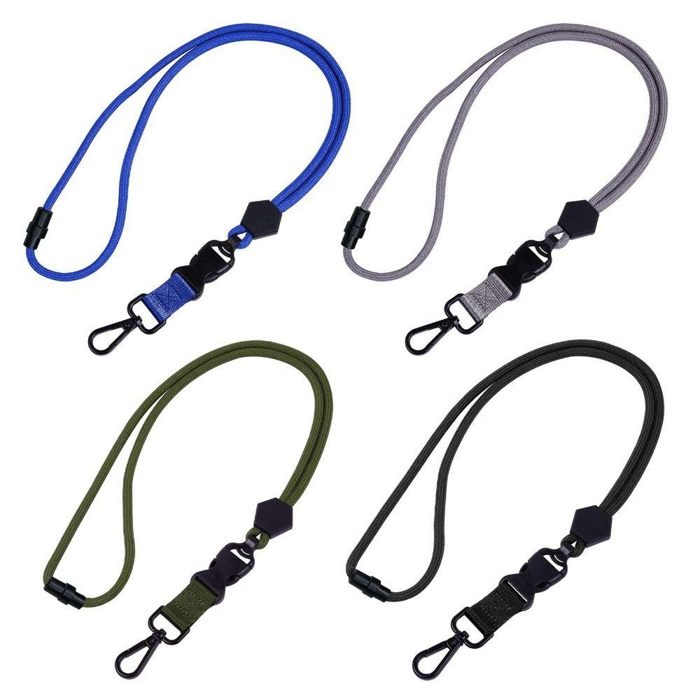 Adjustable ID Rope Metal Polyester Neck Strap Necklace Keychain Holder Women Men
