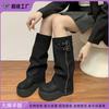 2025 длинные сапоги-брюки боковая молния универсальные сапоги на платформе маленький человек толстая подошва увеличение роста тонкие женские сапоги корейская версия сапоги