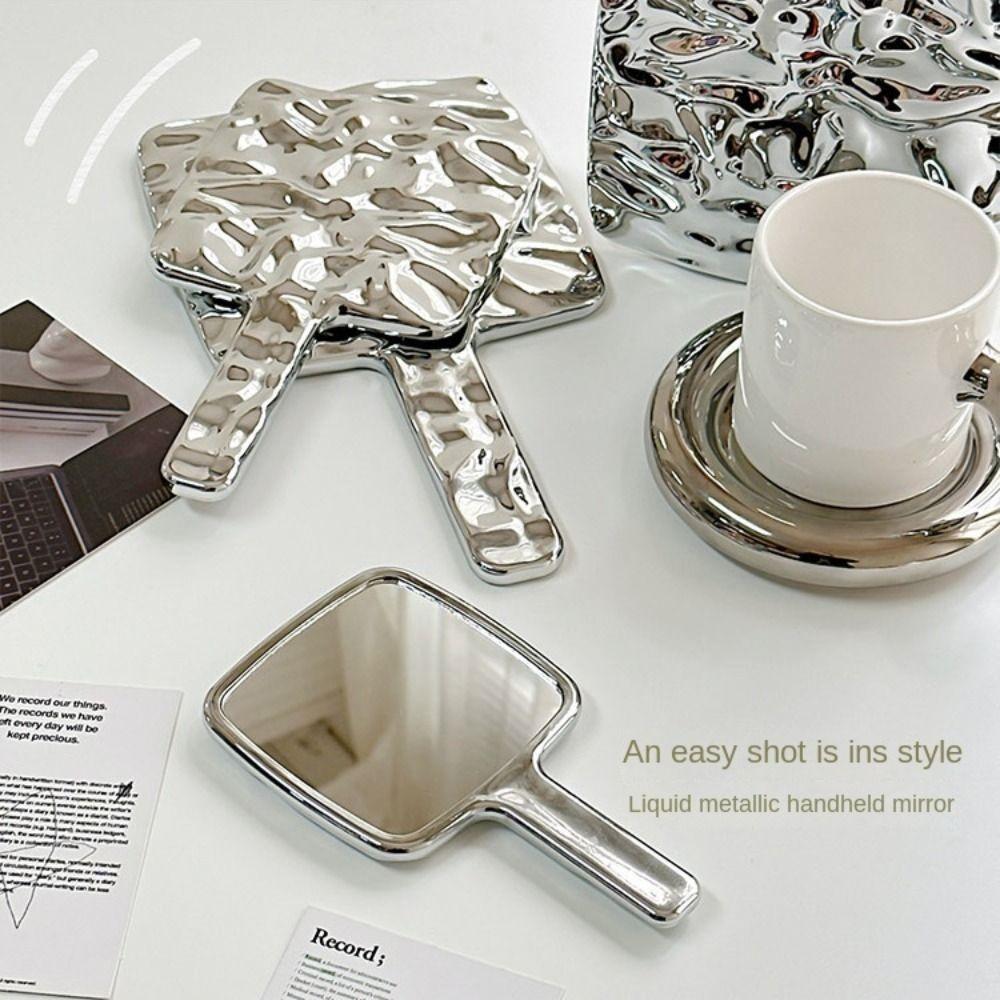 Liquid Shape Handheld Mirror High Definition Vanity Mirror Beauty Makeup Mirror  Makeup Tools