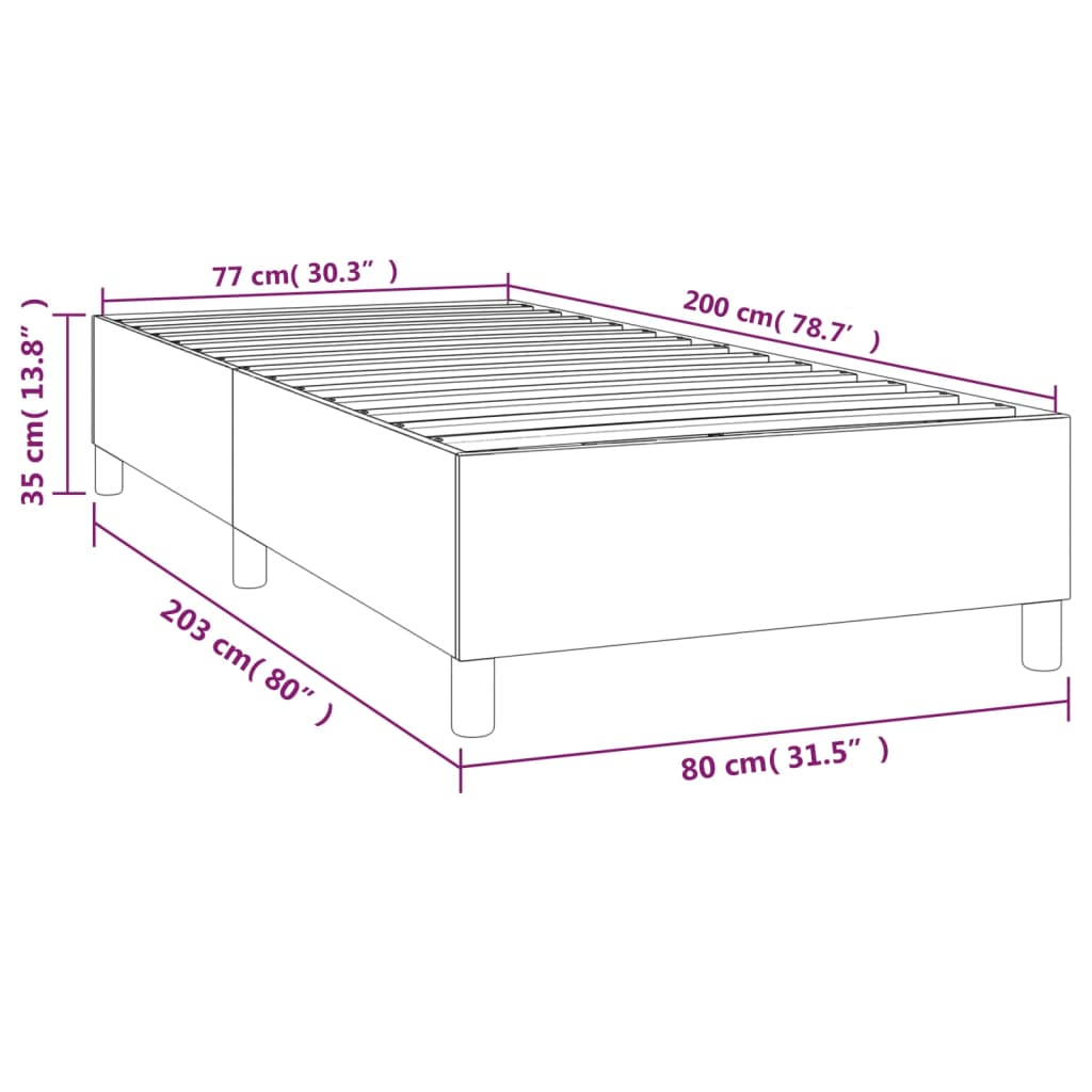Box Spring Bed Frame Dark Brown 80 x 200 cm Fabric