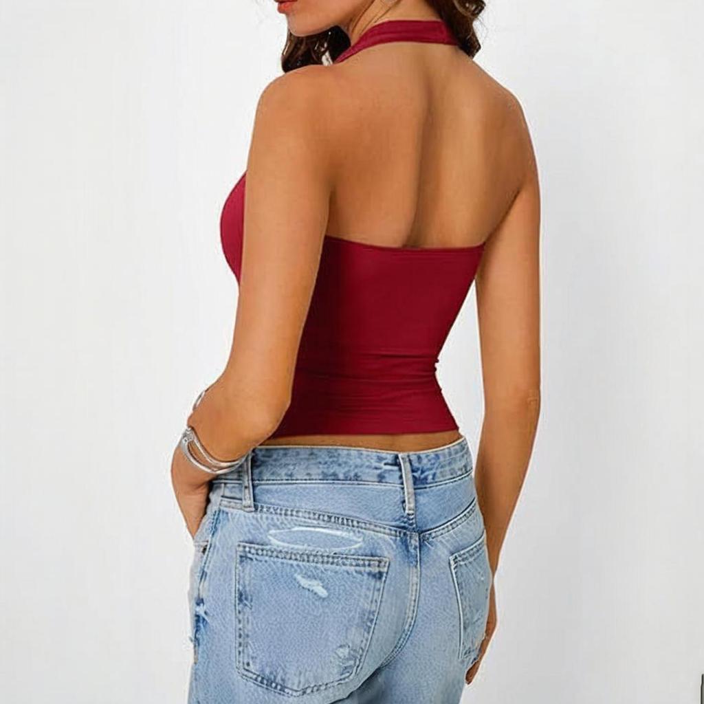 Женская мода Тонкий топ без рукавов
