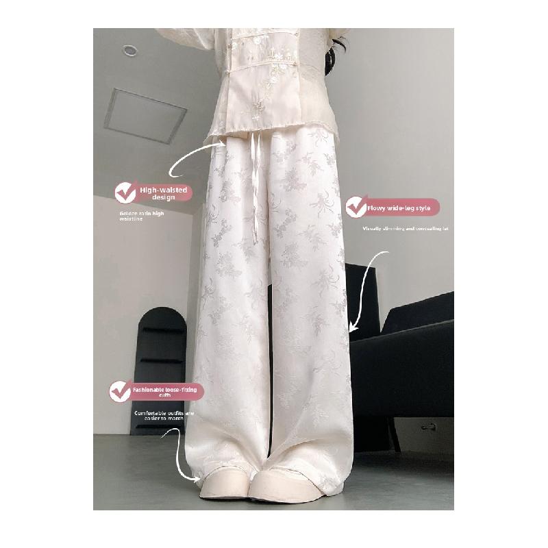 Women's Wide-Leg Pants Spring/Autumn 2026 New Casual Loose Chinese Style Long Pants