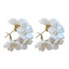 Latest Sweet Romantic Elegant White Flower Hoop Earrings Stylish Shell Resin Delicate Pearl Flower Zircon Earrings Trendy Versatile Luxury Jewellery