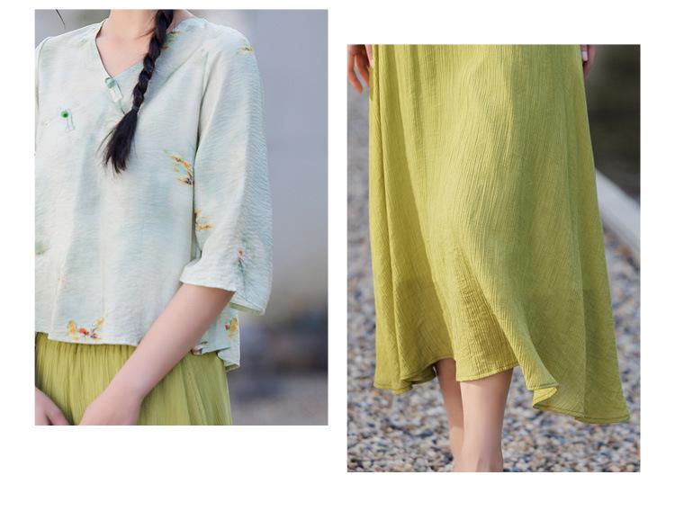 Современный китайский дзен Свободный женский ханьфу большого размера Юбка и топ