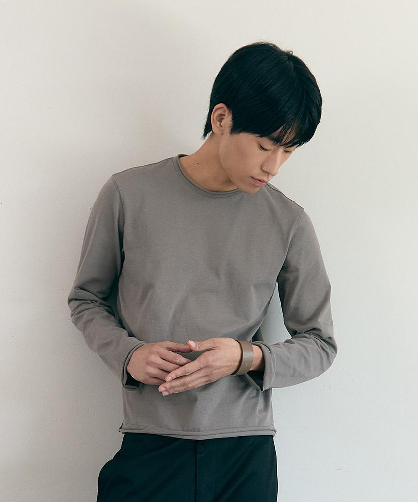 LLUD Raw Edge Long Sleeve Khaki Gray