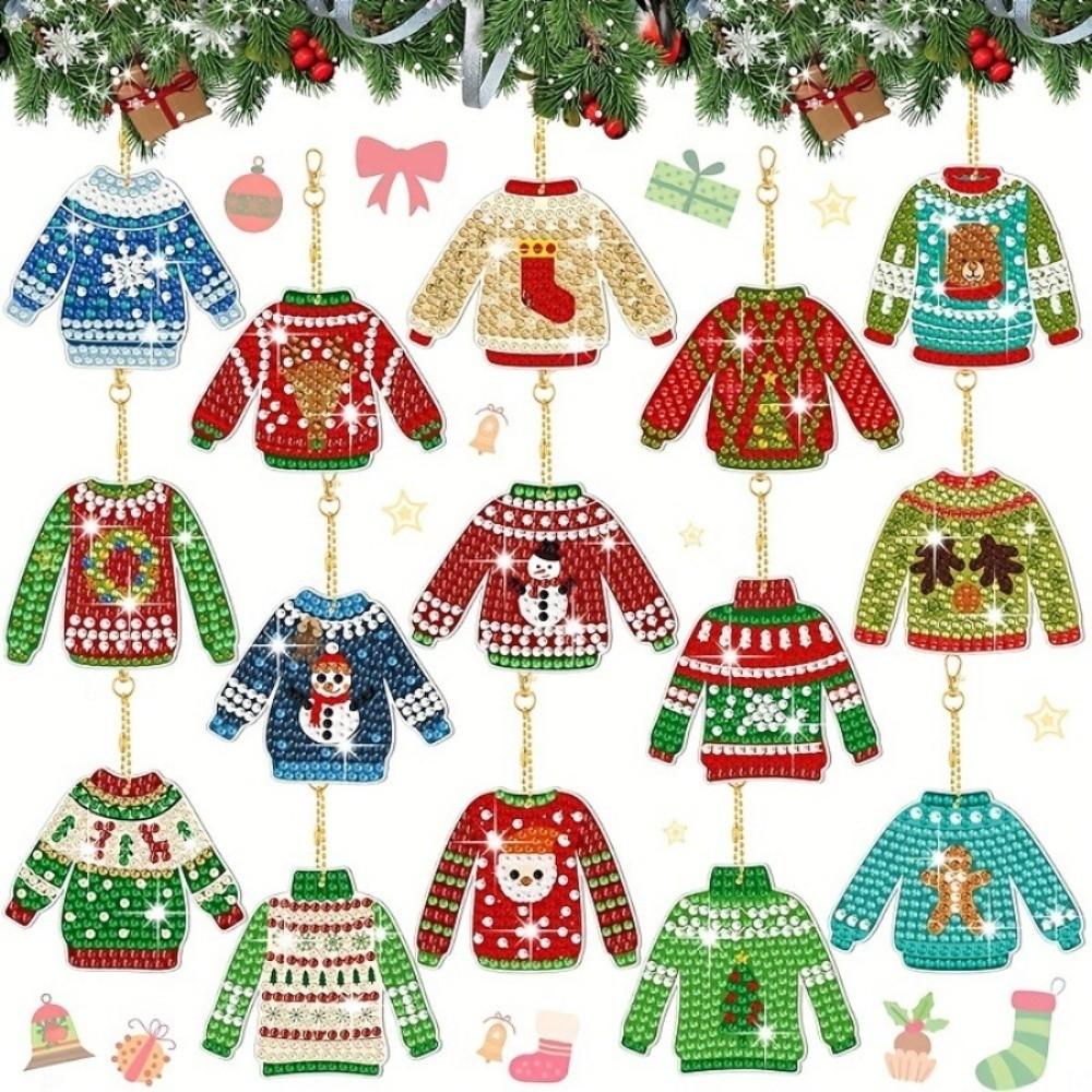 Diamond Painting Craft Diamond Painting Keychains Acrylic DIY Keychain Kit Christmas Gift