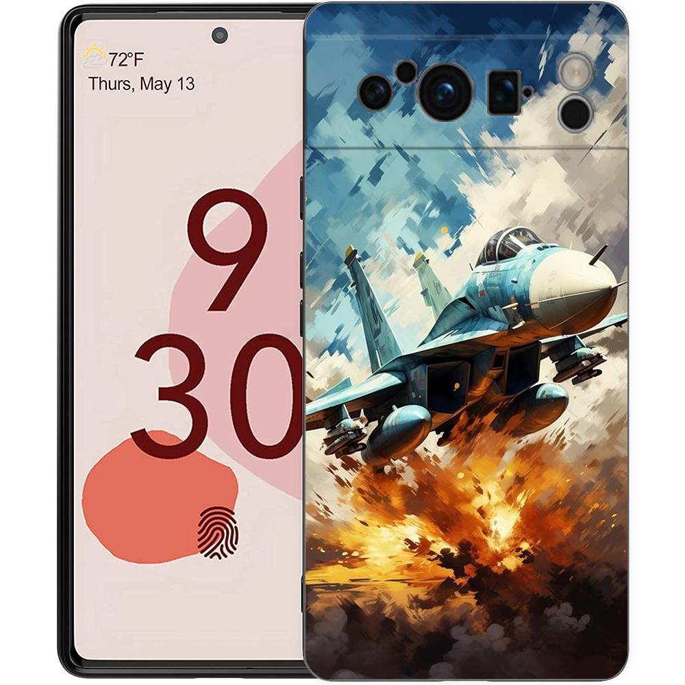 Чехол для телефона с истребителями для Google Pixel 8 7 6 Pro 8A 6A 7A 5G Мягкий силиконовый Ударопрочный ТПУ Черный чехол Fundas