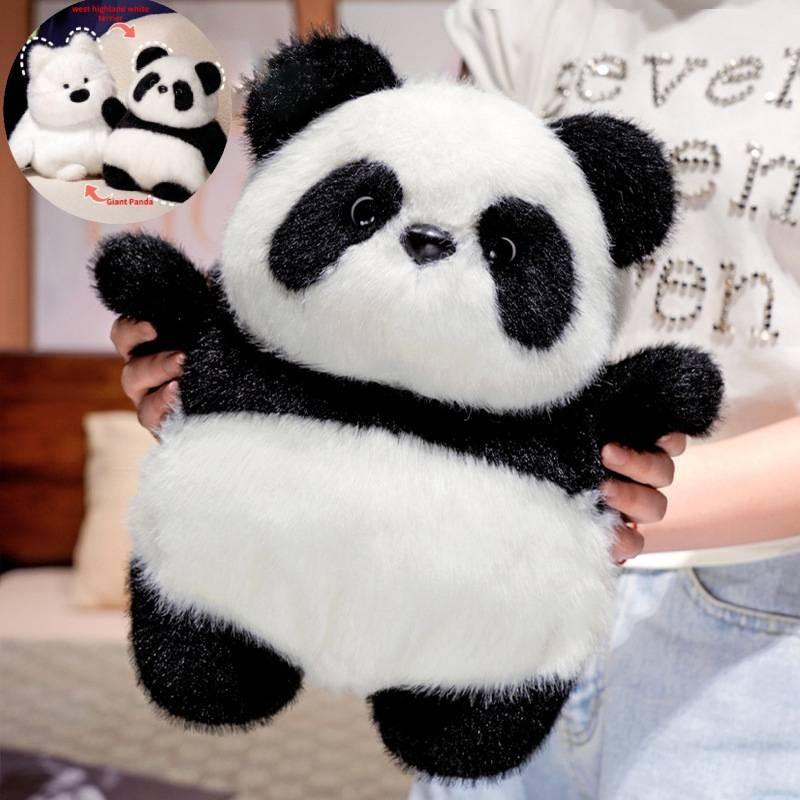 Adorable Reversible West Highland White Terrier Panda Plush Toy For Kids Birthday Gifts
