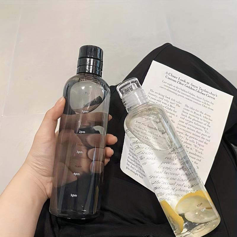 16.9oz/500ml Простая чашка со шкалой времени, прозрачная пластиковая чашка, модная прозрачная спортивная бутылка для воды, герметичная, портативная, для сока, молока