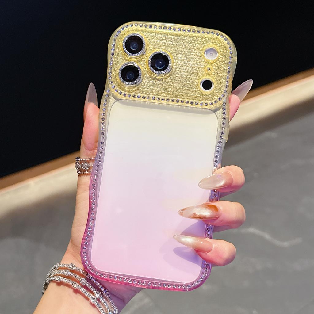 Чехол для iPhone 17 Pro Max с декором из страз, волнообразной рамкой, градиентным дизайном, чехол для телефона из ТПУ