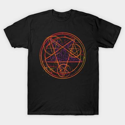 Asian Size Cotton Unisex Tshirt Print T-shirt Pentagram T-shirt No-Cut Print Regular Fit