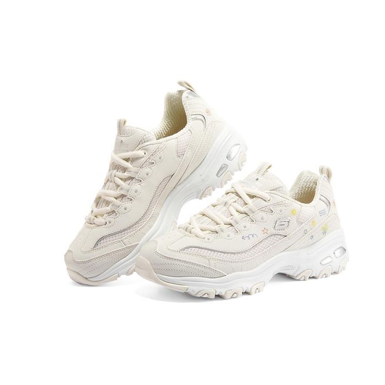 Skechers DLites 1.0 Panda Обувь Цветочный Панда Ретро Универсальные Толстая Подошва Повседневные Спортивные Увеличивающие Рост Низкие Папины Кроссовки Женские кроссовки 896155-OFWT
