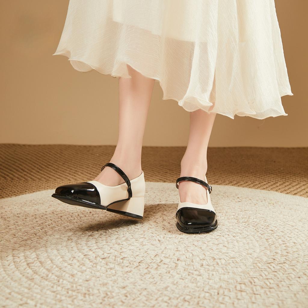 Туфли для женщин 2024 года, симпатичная женская летняя обувь Мэри Джейн, обычная кожа, повседневная, японский стиль, Лолита, готика, кавайи, квадратный носок