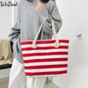 Новая полосатая сумка-тоут большой вместимости для покупок