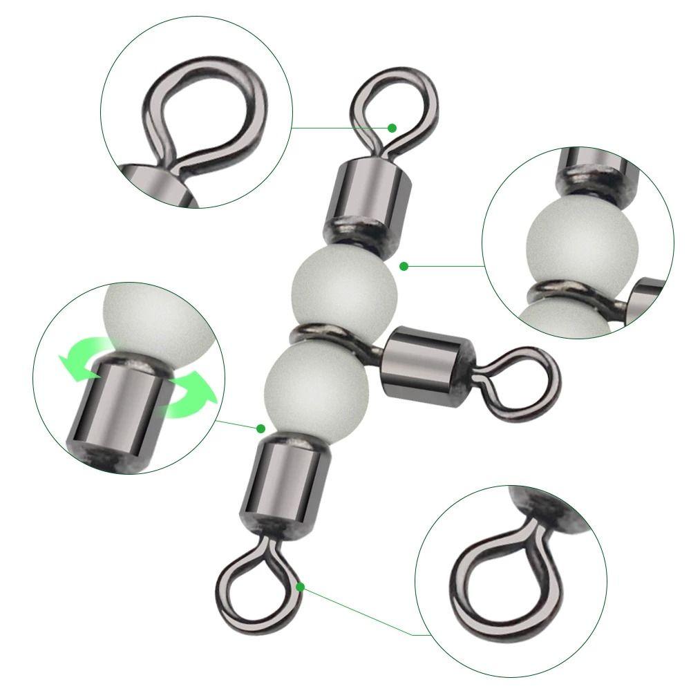 Connector Rolling Triple Fishing Connector Luminous Beads Solid Ring Fishing Tackle Fishing Swivel