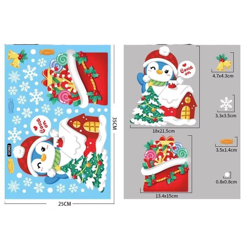 Рождественские наклейки на окна Санта-Клаус Снежинка DIY Наклейка на стену 2025 Рождественские украшения для дома Новогодние украшения Подарок