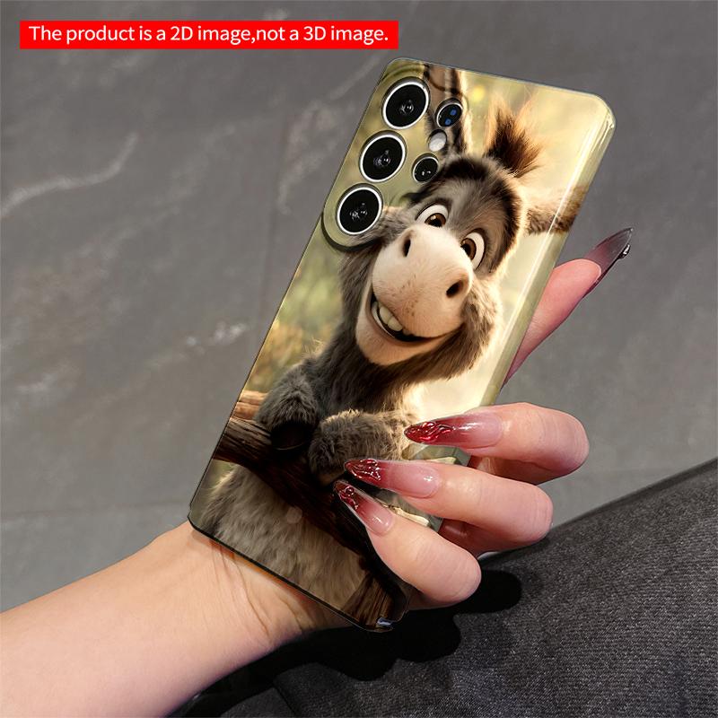 2DFlat Samsung phone case Happy Donkey Leaning on Wooden Rail Applicable to Galaxy S22 S23 S24 S25ULTRA S26 A12 A13 A14 A15 A16 A34 A35 A54 A55