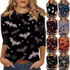 Women's Fashion Casual Round Neck Printed 3/4 T-shirt Top