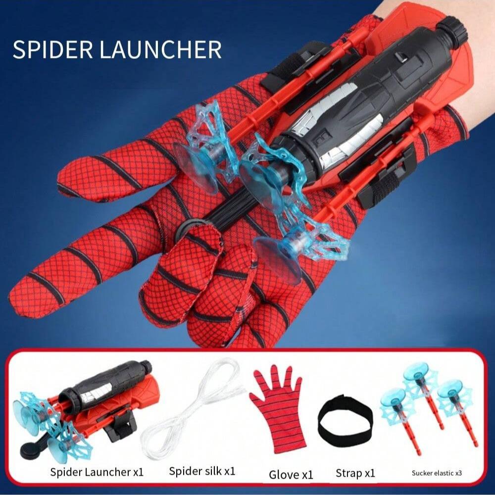 1SET Spider Web Launch Gloves - Red and Blue Hero Toys, Suitable for Children and Adults, Fun Interactive Party Games, Durable ABS Material