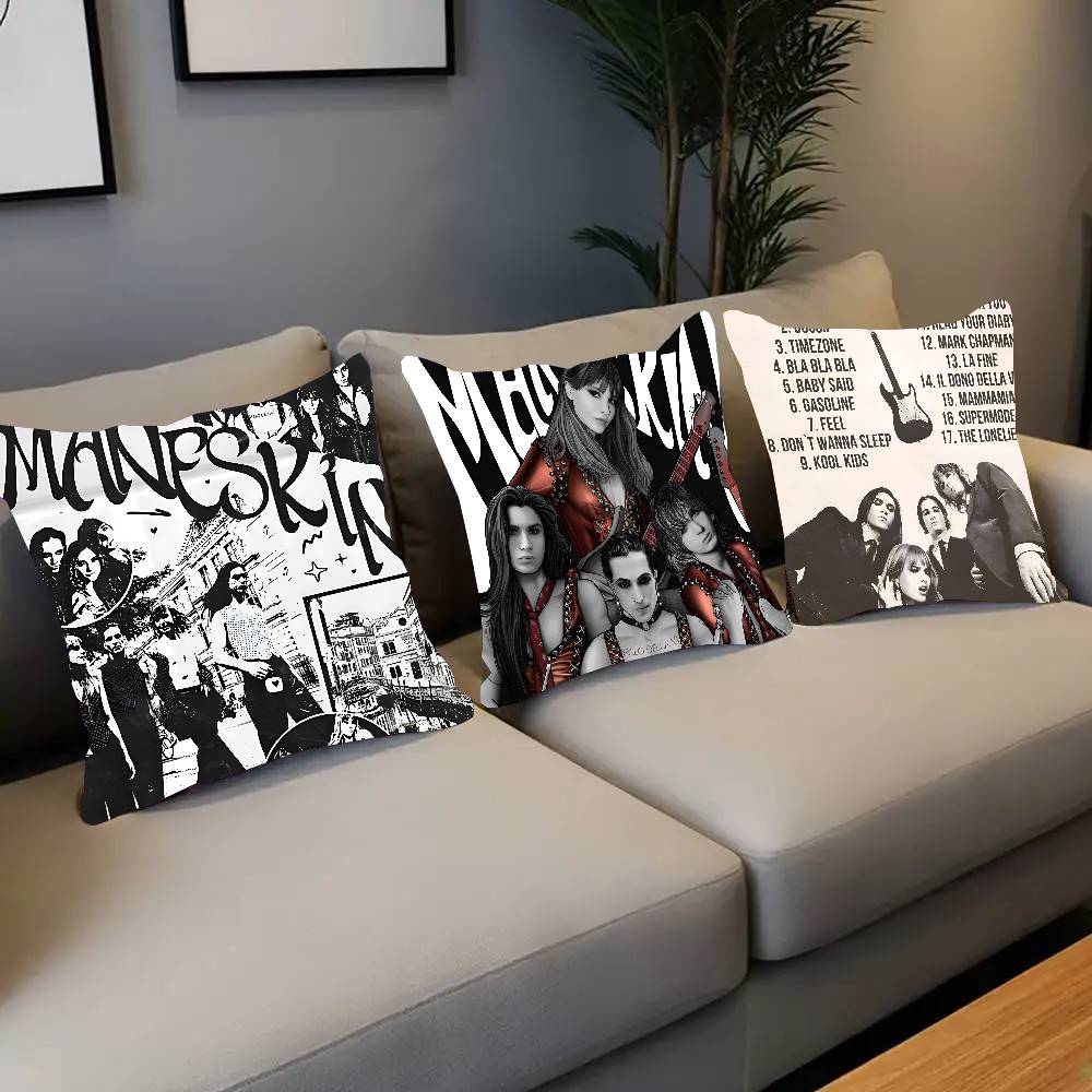 Maneskin Дамиано Давид Винтажная наволочка Квадратная подушка Спальня Диван Досуг Комфорт Подушка Автомобиль Гостиная Украшение для дома