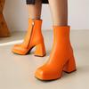 B5/Women's High Heel Short Boots Autumn and Winter New Candy Color Waterproof Platform Thick Heel Large Boots