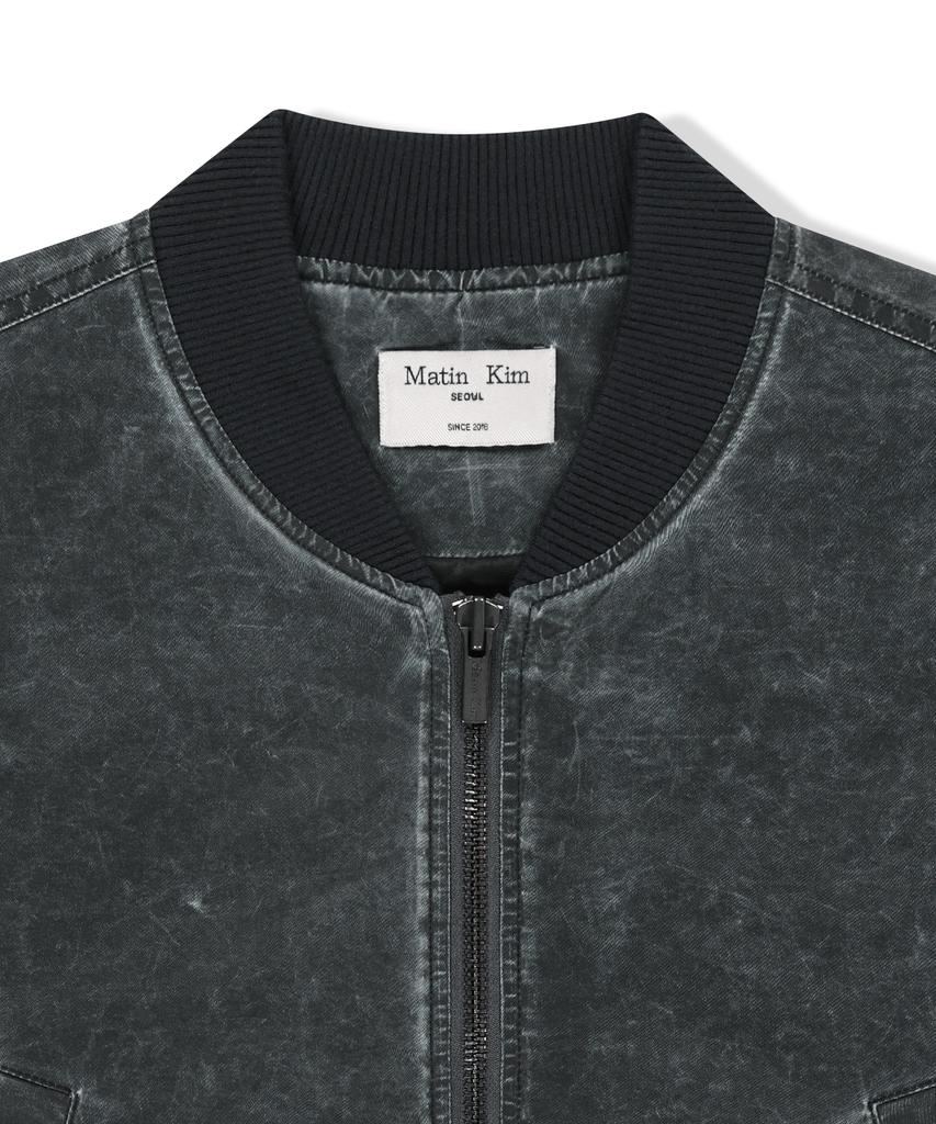 MATIN KIM Pigment Coated Back Logo Jumper In Charcoal